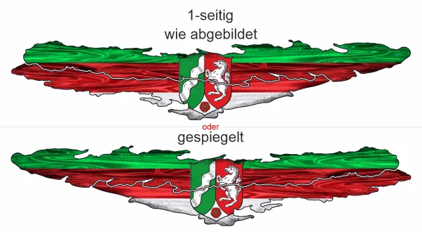 Autoaufkleber Flagge von Nordrhein-Westfalen - Ansicht Ausrichtung