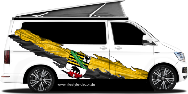 Preview: Autoaufkleber Flagge von Sachsen-Anhalt Preview: Autoaufkleber Flagge von Sachsen-Anhalt