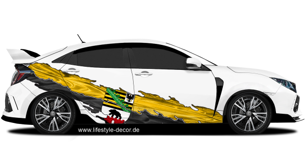 Preview: Autoaufkleber Flagge von Sachsen-Anhalt Preview: Autoaufkleber Flagge von Sachsen-Anhalt