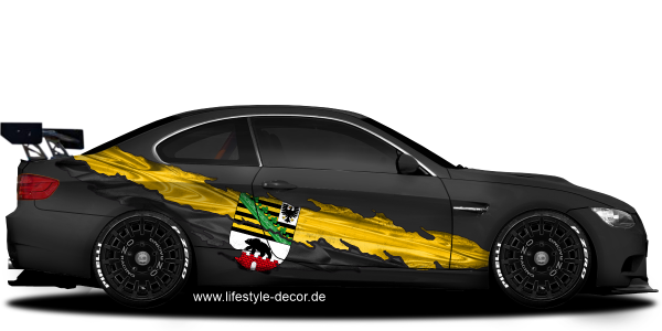 Preview: Autoaufkleber Flagge von Sachsen-Anhalt Preview: Autoaufkleber Flagge von Sachsen-Anhalt