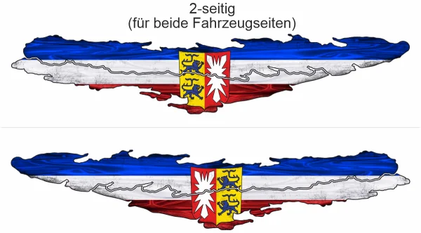 Autoaufkleber die Fahne von Schleswig-Holstein - Ansicht zweiseitig für beide Fahrzeugseiten