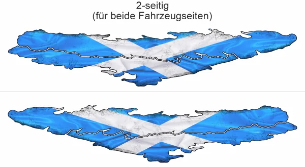 Flagge von Schottland als Autoaufkleber - Ansicht zweiseitig für beide Fahrzeugseiten