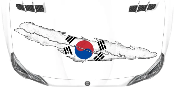 Autoaufkleber mit der Flagge von Südkorea auf Motorhaube