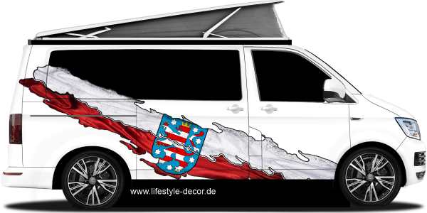 Preview: Autoaufkleber Flagge von Thüringen Preview: Autoaufkleber Flagge von Thüringen