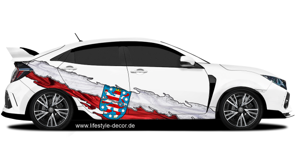 Preview: Autoaufkleber Flagge von Thüringen Preview: Autoaufkleber Flagge von Thüringen