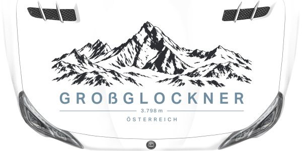 Preview: Autoaufkleber Großglockner auf heller Motorhaube