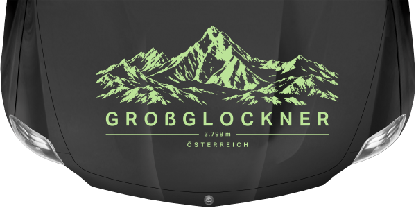 Autoaufkleber Großglockner auf dunkler Motorhaube