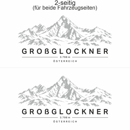 Autoaufkleber Großglockner - Ansicht zweiseitig für beide Fahrzeugseiten