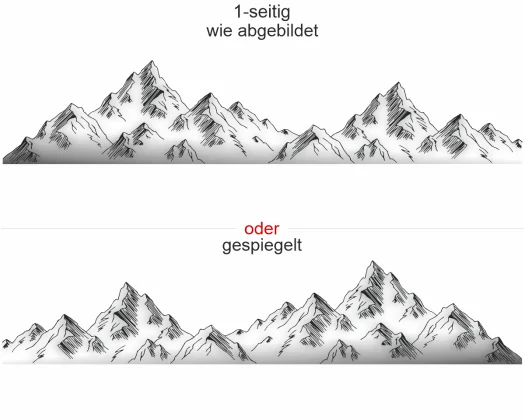 Autoaufkleber Hochgebirge - Ansicht einseitig mit Ausrichtung und Farbauswahl