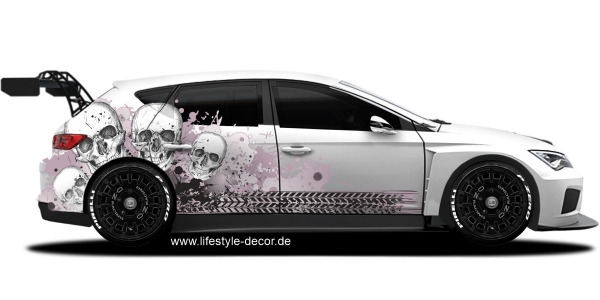 Preview: Autoaufkleber Klecks Design Totenköpfe Reifenspur Preview: Autoaufkleber Klecks Design Totenköpfe Reifenspur