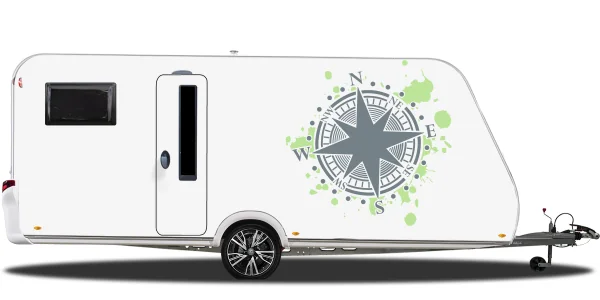Autoaufkleber Kompass auf Wohnwagen