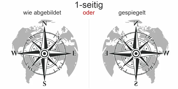 er Autoaufkleber Kompass mit Weltkarte - Ansicht Ausrichtung