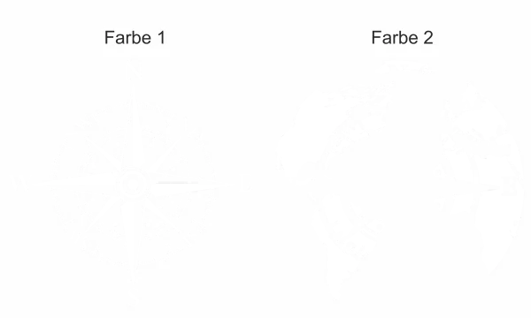 er Autoaufkleber Kompass mit Weltkarte - Ansicht Farbauswahl