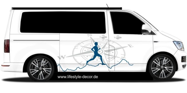 Preview: Autoaufkleber Läufer mit Kompass