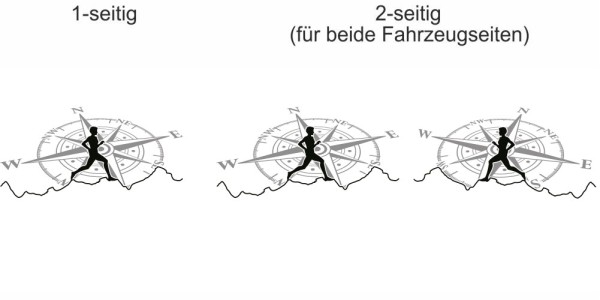 Preview: Autoaufkleber Läufer mit Kompass
