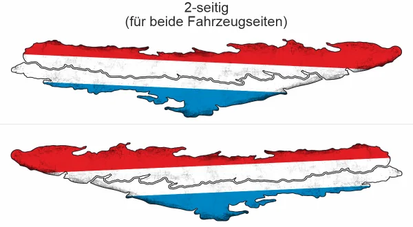 Autoaufkleber luxemburgische Flagge - Ansicht zweiseitig für beide Fahrzeugseiten