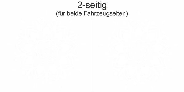 Mandala als Autoaufkleber - Ansicht zweiseitig für beide Fahrzeugseiten und Farbauswahl