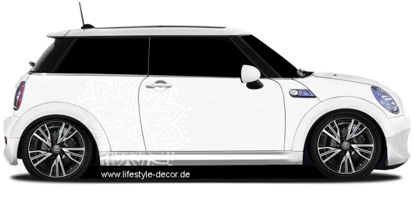 Autoaufkleber mit Mandala Motiv auf hellem PKW - Ansicht Farbauswahl
