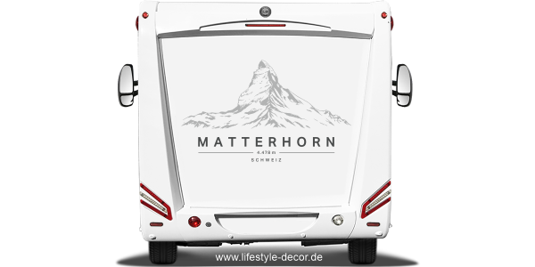 Preview: Autoaufkleber Matterhorn auf Heck von Wohnwagen oder Wohnmobil