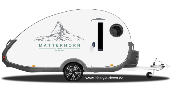 Preview: Autoaufkleber Matterhorn auf Seitenwand von Wohnwagen