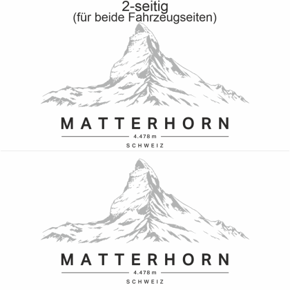 Autoaufkleber Matterhorn - Ansicht zweiseitig für beide Fahrzeugseiten