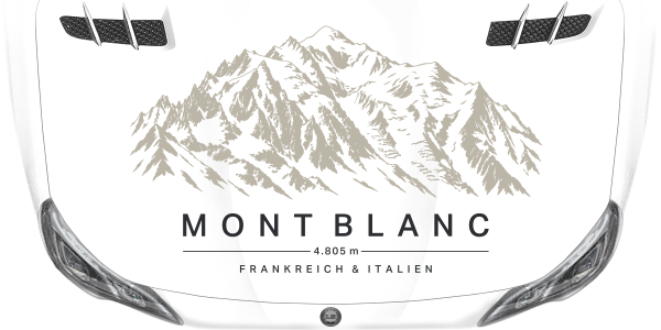 Preview: Autoaufkleber Mont Blanc auf heller Motorhaube