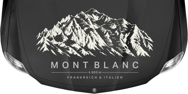 Autoaufkleber Mont Blanc auf dunkler Motorhaube
