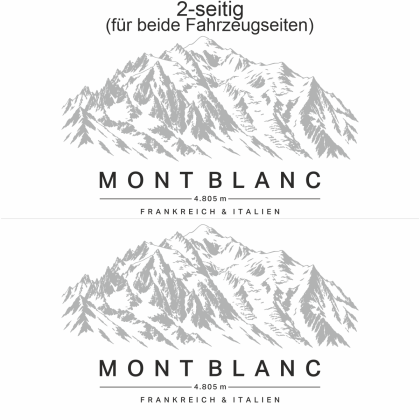 Autoaufkleber Mont Blanc - Ansicht zweiseitig für beide Fahrzeugseiten