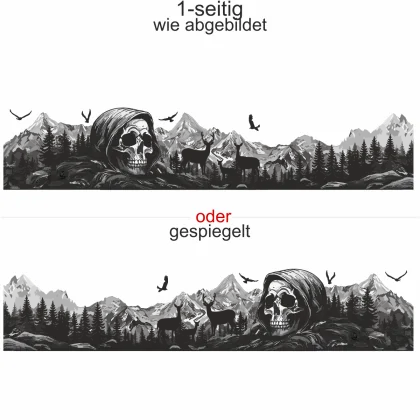 Autoaufkleber Mystisches Gebirge mit Totenkopf - Ansicht Ausrichtung und Farbauswahl