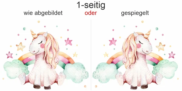 Autoaufkleber mit niedlichem Einhorn - Ansicht Ausrichtung