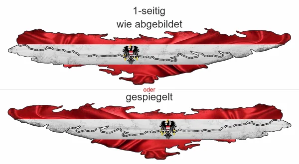 Autoaufkleber Österreich Flagge mit Bundeswappen - Ansicht Ausrichtung