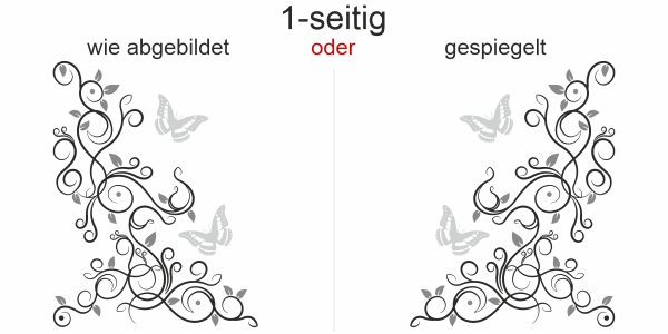 Preview: Autoaufkleber Ornament Ranke und Schmetterling Preview: Autoaufkleber Ornament Ranke und Schmetterling - Ansicht Ausrichtung