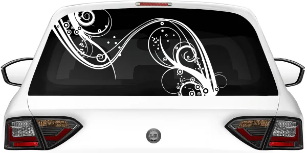Autoaufkleber Ornament Welle auf Heck von PKW - Ansicht Farbauswahl