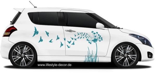 Preview: Autoaufkleber Pusteblume mit Vögel Preview: Autoaufkleber Pusteblume mit Vögel
