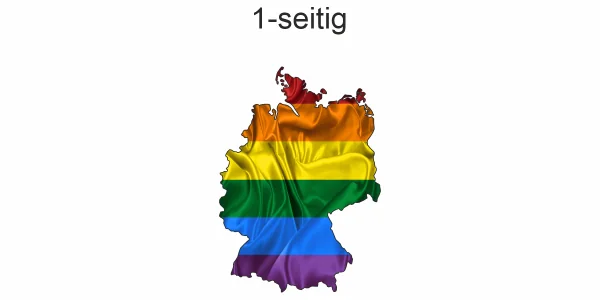 Autoaufkleber Regenbogenfahne als Silhouette von Deutschland - Ansicht zweiseitig für beide Fahrzeugseiten