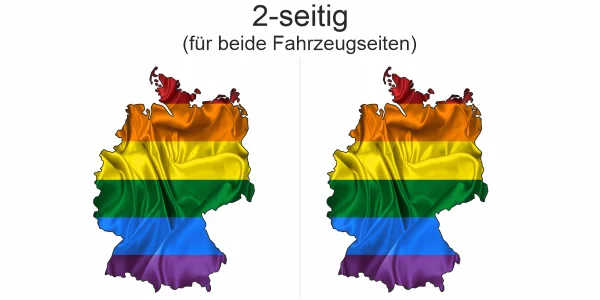 Autoaufkleber Regenbogenfahne als Silhouette von Deutschland - Ansicht einseitig