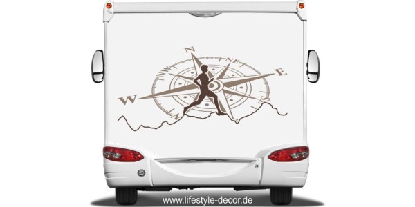 Preview: Autoaufkleber Läufer mit Kompass