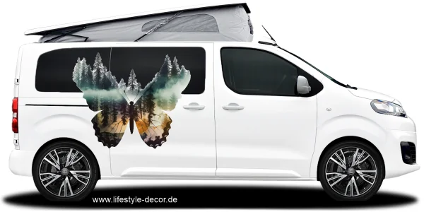 Autoaufkleber Schmetterling Walddesign Van