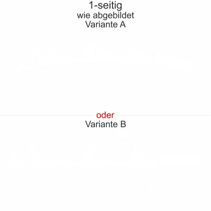 Autoaufkleber mit Dortmunder Skyline - Ansicht Ausrichtung mit Farbauswahl und Variante