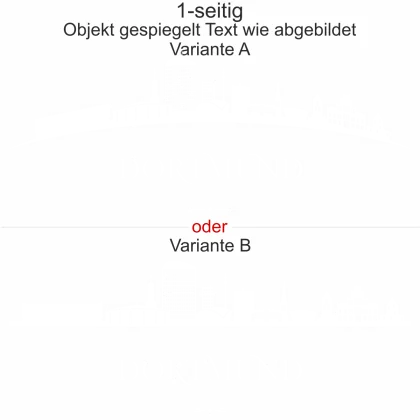 Autoaufkleber mit Dortmunder Skyline - Ansicht Ausrichtung mit Farbauswahl und Variante