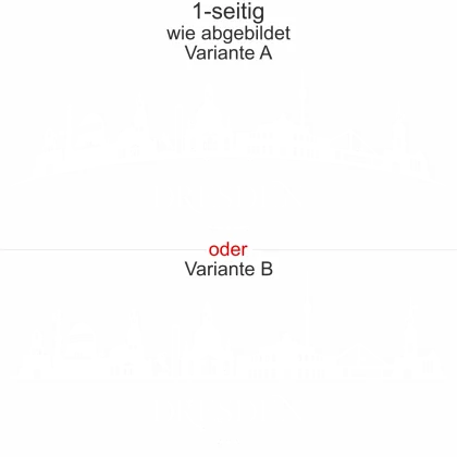 Konturen Dresdens als Aufkleber fürs Auto - Ansicht Ausrichtung mit Farbauswahl und Variante