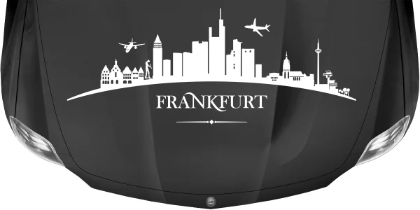 Autoaufkleber Skyline Frankfurt auf dunkler Motorhaube - Ansicht Farbauswahl auf dunkler Motorhaube - Ansicht Farbauswahl