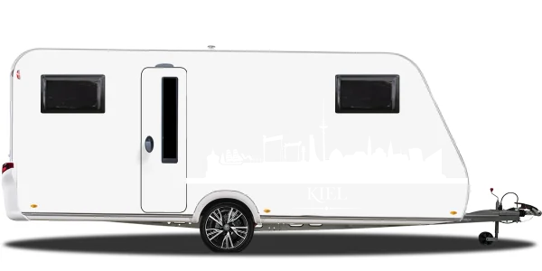 Cartattoo Skyline Kiel auf hellem Camper - Ansicht Farbauswahl