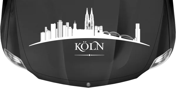 Aufkleber Fahrzeug Kölner Skyline auf dunkler Motorhaube - Ansicht Farbauswahl