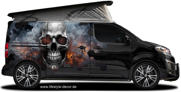 Preview: Autoaufkleber Totenkopf in Flammen Preview: Autoaufkleber Totenkopf in Flammen