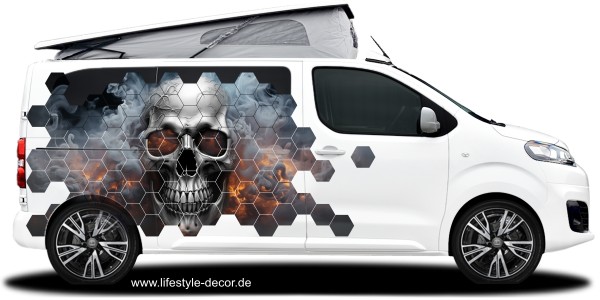 Preview: Autoaufkleber Totenkopf in Flammen Preview: Autoaufkleber Totenkopf in Flammen