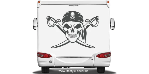 Autoaufkleber Totenkopf mit gekreuzten Säbeln