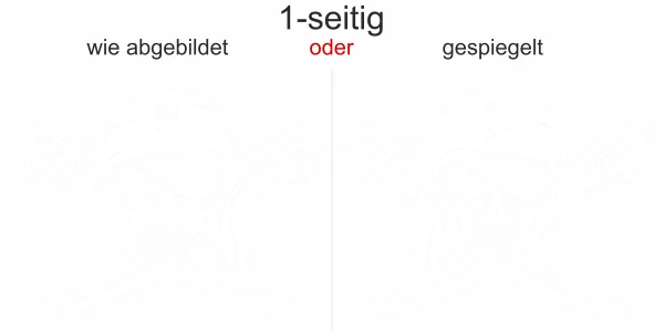 Autoaufkleber Totenkopf mit gekreuzten Säbel - Ansicht Ausrichtung und Farbauswahl
