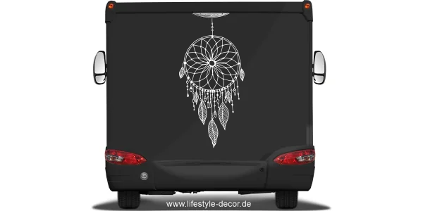 Autofolie mit Traumfängermotiv auf Heck von Wohnmobil oder Wohnwagen - Ansicht Farbauswahl
