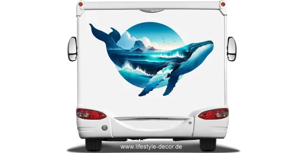 Autoaufkleber Wal mit Ozean und Insel
